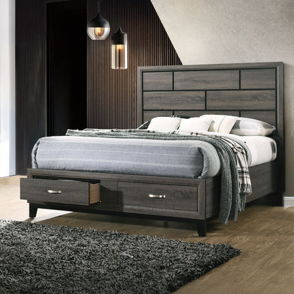 ACME 27060Q Valdemar Queen Bed with Storage, Weathered Gray  4