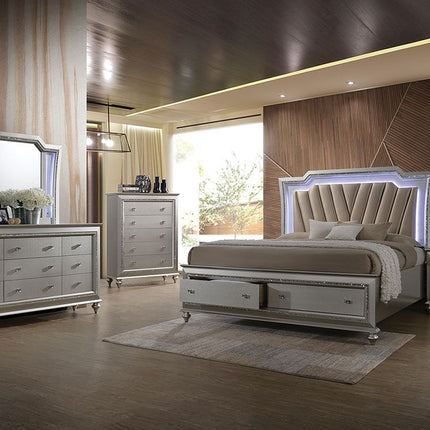 ACME 27230Q Kaitlyn Queen Bed, PU & Champagne (1Set/4Ctn)