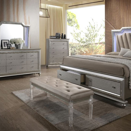 ACME 27237 Kaitlyn Bench, PU & Clear Acrylic