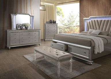 ACME 27237 Kaitlyn Bench, PU & Clear Acrylic ACME Furniture