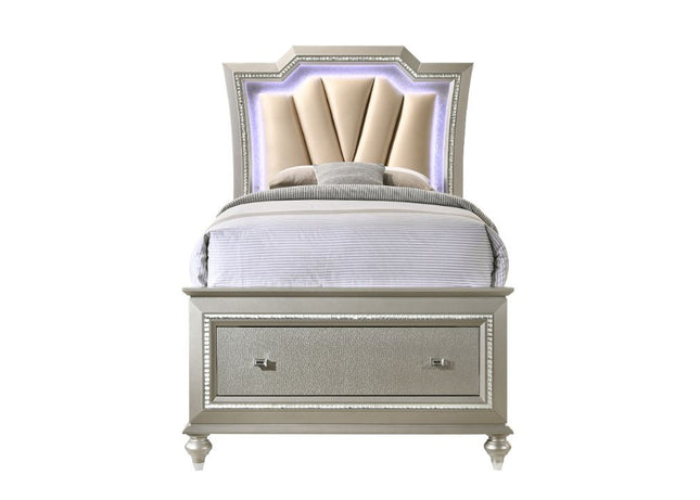ACME 27245F Kaitlyn Full Bed with Storage, PU & Champagne