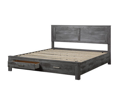 ACME 27327EK Vidalia Eastern King Bed with Storage, Rustic Gray Oak ACME Furniture