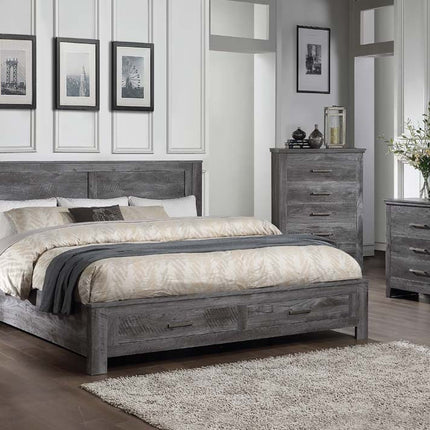 ACME 27327EK Vidalia Eastern King Bed with Storage, Rustic Gray Oak  2