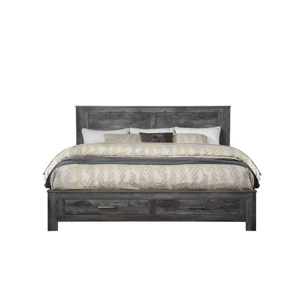 ACME 27330Q Vidalia Queen Bed with Storage, Rustic Gray Oak  1
