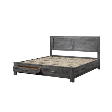 ACME 27330Q Vidalia Queen Bed with Storage, Rustic Gray Oak  2