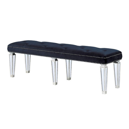 ACME 27357 Varian Bench Black Velvet & Mirrored, Black Velvet & Mirrored  1