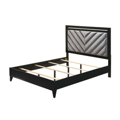 ACME 27410Q Chelsie Queen Bed Gray Fabric & Black Finish(1Set/2Ctn) ACME Furniture