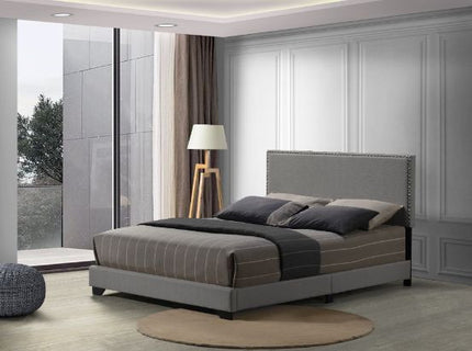 ACME 27430Q Leandros Queen Bed Light Gray Fabric