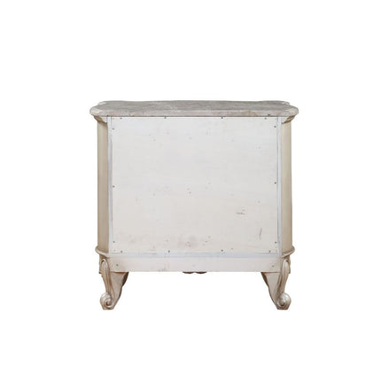 ACME 27443 Gorsedd Nightstand with Marble Top, Marble & Antique White