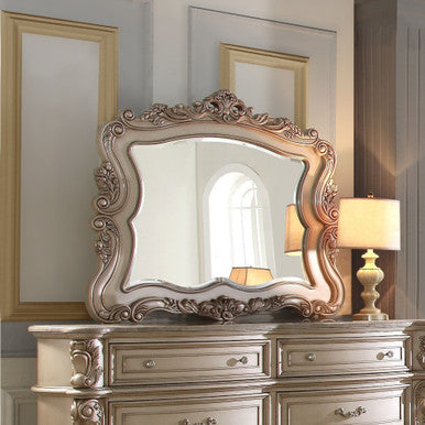 ACME 27444 Gorsedd Mirror, Antique White ACME Furniture