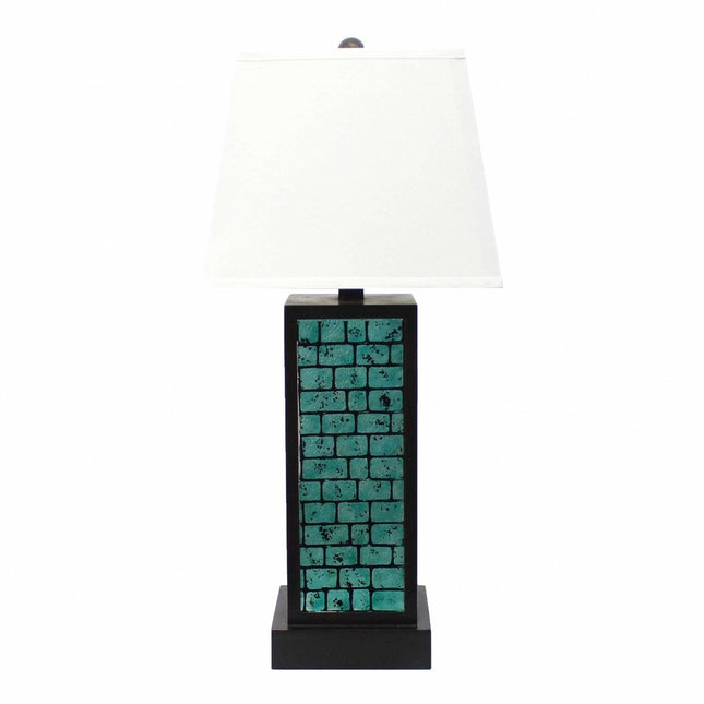 31" Black Metal Bedside Lamp With White Empire Shade HomeRoots