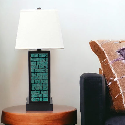 31" Black Metal Bedside Lamp With White Empire Shade HomeRoots