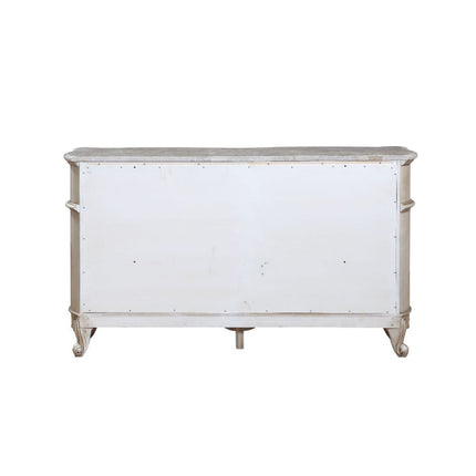 ACME 27445 Gorsedd Dresser with Marble Top, Marble & Antique White
