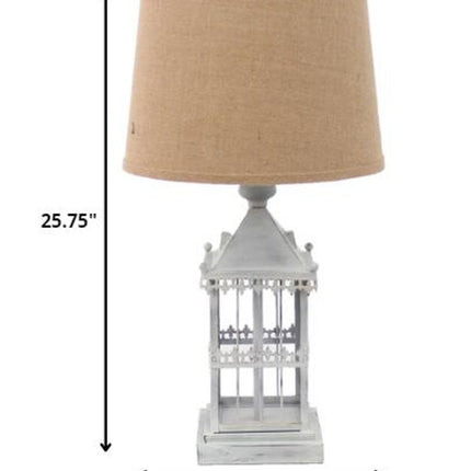 26" Gray Metal Table Lamp With Brown Drum Shade HomeRoots