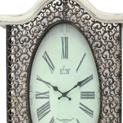 20" Oval Antiqued Bronze Wood and Glass Analog Wall Clock HomeRoots