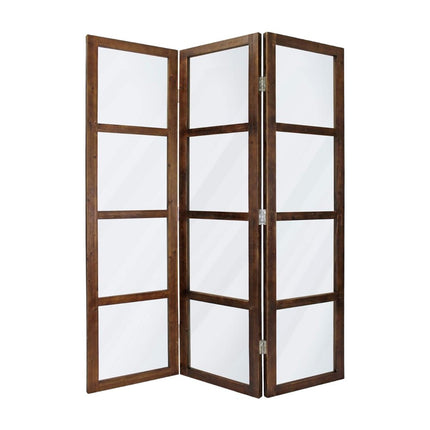 84" Brown Folding Three Panel Screen Room Divider HomeRoots