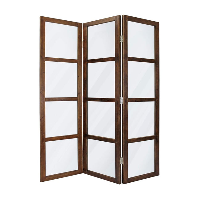 84" Brown Folding Three Panel Screen Room Divider HomeRoots