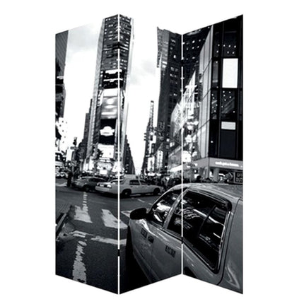 72" Gray Canvas Folding Three Panel Screen Room Divider HomeRoots