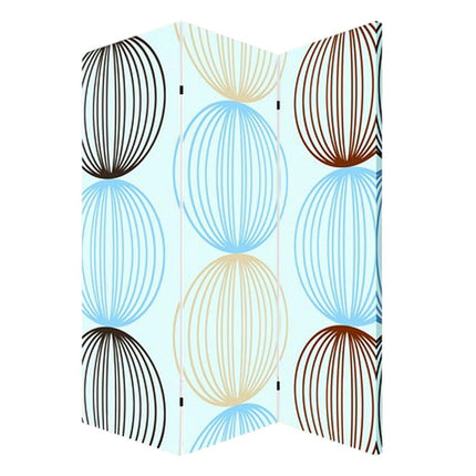 72" Blue Canvas Folding Three Panel Screen Room Divider HomeRoots