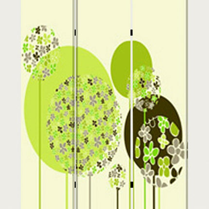 72" Green Canvas Folding Three Panel Screen Room Divider HomeRoots