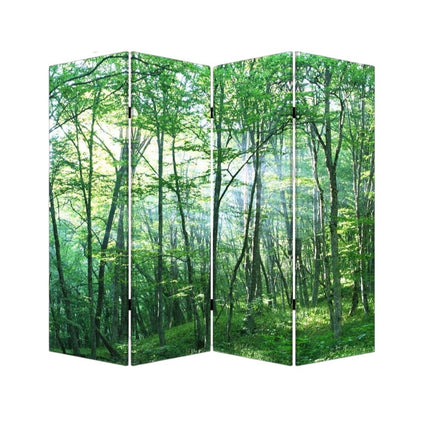 84" Green Canvas Folding Four Panel Screen Room Divider HomeRoots