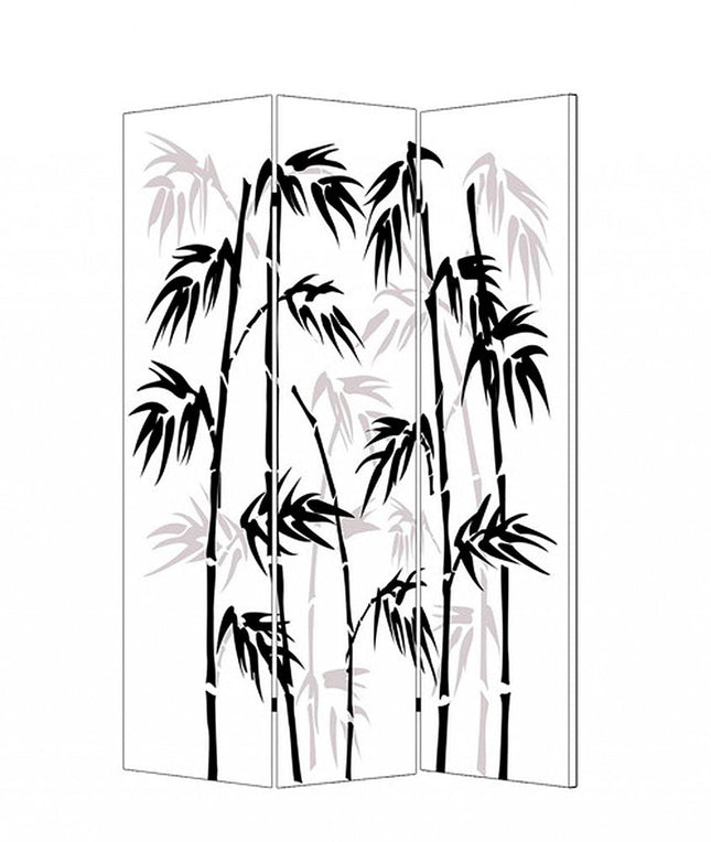 72" Black And White Canvas Folding Three Panel Screen Room Divider HomeRoots
