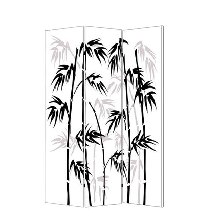 72" Black And White Canvas Folding Three Panel Screen Room Divider HomeRoots