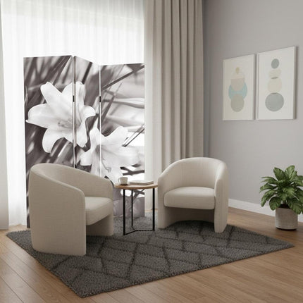 72" Gray Canvas Folding Three Panel Screen Room Divider HomeRoots