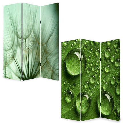 72" Green Canvas Folding Three Panel Screen Room Divider HomeRoots
