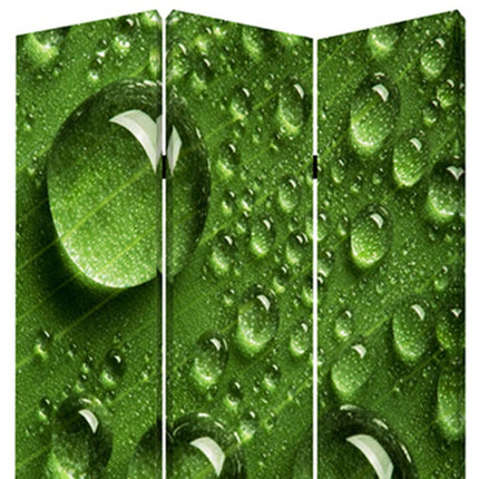 72" Green Canvas Folding Three Panel Screen Room Divider HomeRoots
