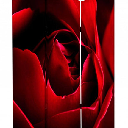 72" Red Canvas Folding Three Panel Screen Room Divider HomeRoots