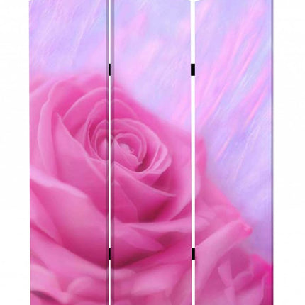 72" Pink Canvas Folding Three Panel Screen Room Divider HomeRoots