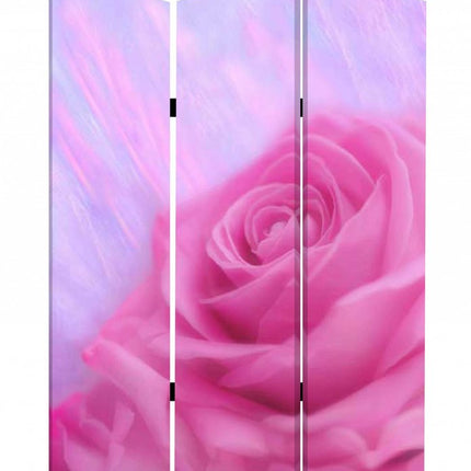 72" Pink Canvas Folding Three Panel Screen Room Divider HomeRoots