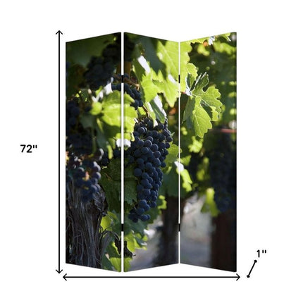 72" Green Canvas Folding Three Panel Screen Room Divider HomeRoots