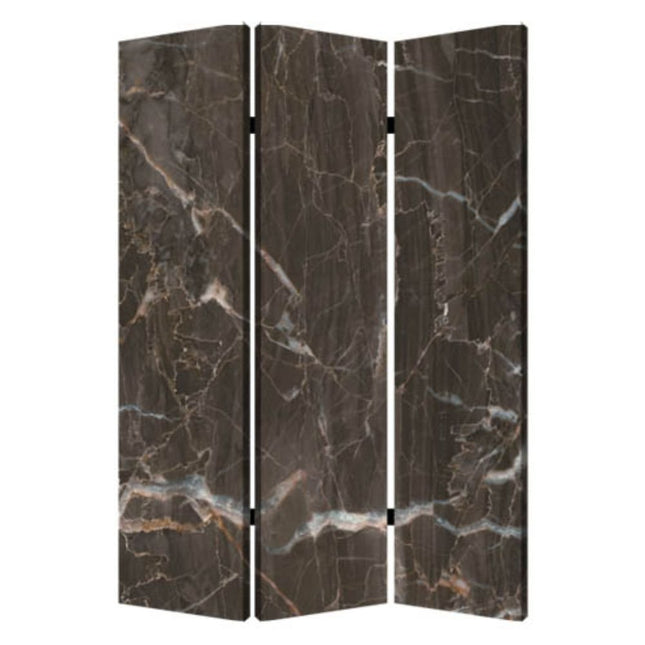 72" Gray Canvas Folding Three Panel Screen Room Divider HomeRoots