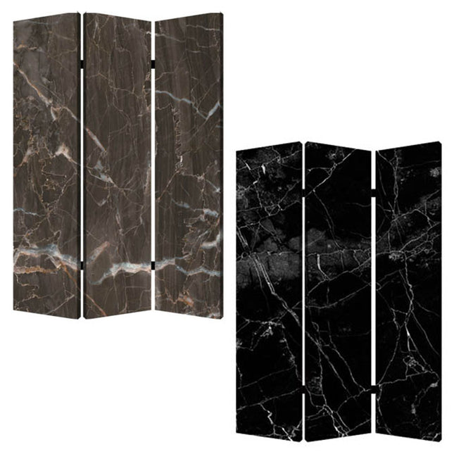 72" Gray Canvas Folding Three Panel Screen Room Divider HomeRoots