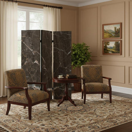 72" Gray Canvas Folding Three Panel Screen Room Divider HomeRoots