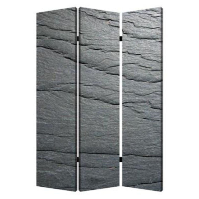 72" Gray Canvas Folding Three Panel Screen Room Divider HomeRoots