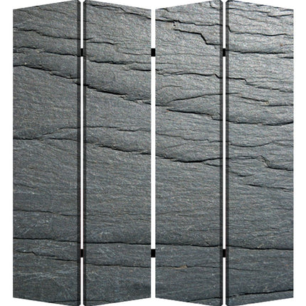 84" Gray Canvas Folding Four Panel Screen Room Divider HomeRoots
