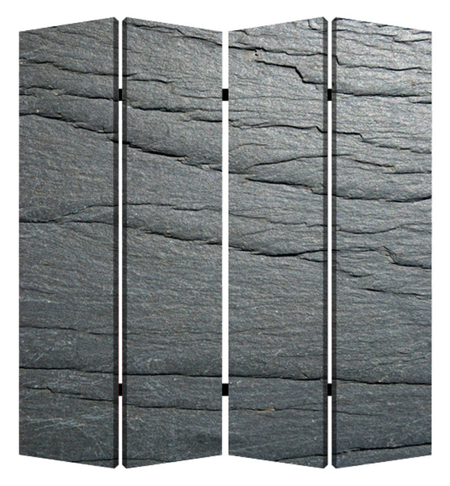 84" Gray Canvas Folding Four Panel Screen Room Divider HomeRoots