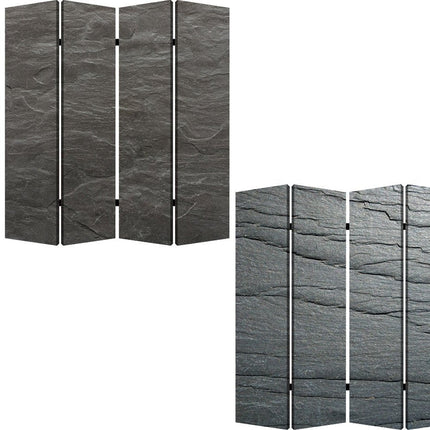 84" Gray Canvas Folding Four Panel Screen Room Divider HomeRoots