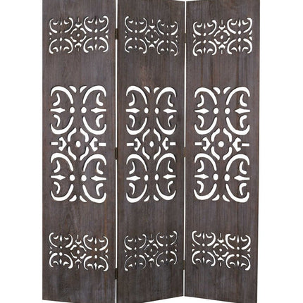 67" Brown Wood Folding Three Panel Screen Room Divider HomeRoots