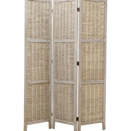 67" Beige Solid Wood Panel Screen Room Divider