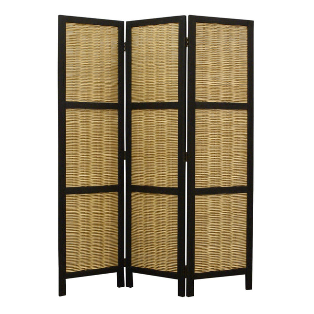 67" Brown Folding Three Panel Screen Room Divider HomeRoots