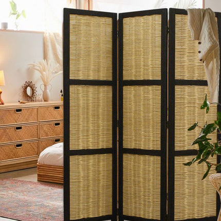 67" Brown Folding Three Panel Screen Room Divider HomeRoots