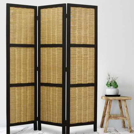 67" Brown Folding Three Panel Screen Room Divider HomeRoots