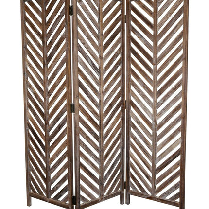 72" Brown Wood Folding Three Panel Screen Room Divider HomeRoots
