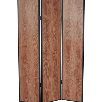 71" Brown Wood Folding Three Panel Screen Room Divider HomeRoots