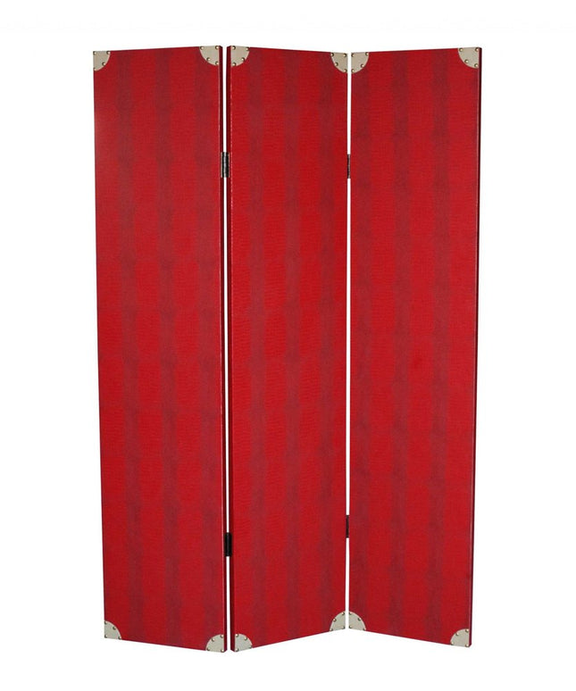 71" Red Wood Folding Three Panel Screen Room Divider HomeRoots