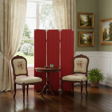 71" Red Wood Folding Three Panel Screen Room Divider HomeRoots